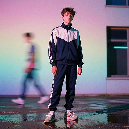 Vaporwave Teen in Retro Tracksuit