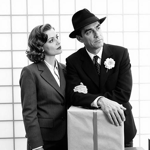 Elegant Black-and-White Couple Portrait