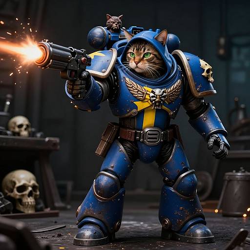 Epic Cat in Power Armor Battle