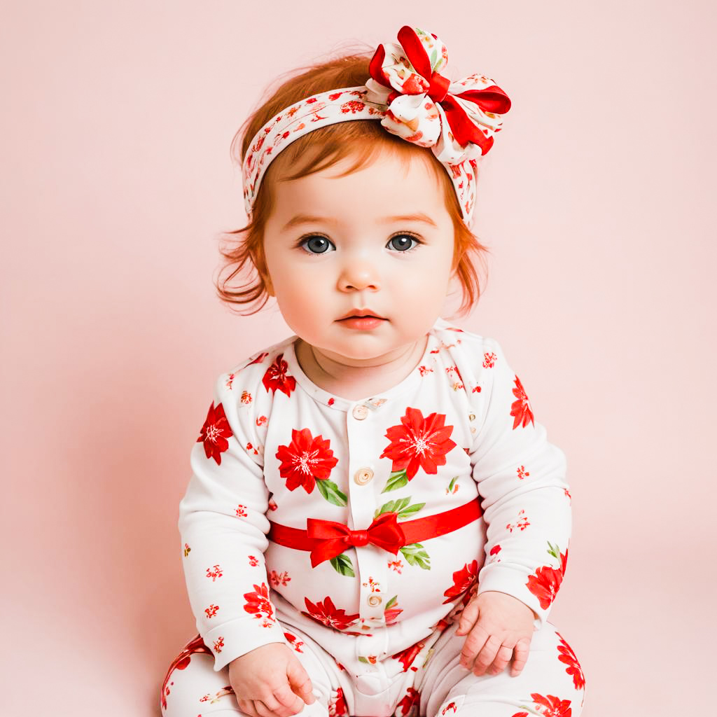 Festive Newborn Girl in Holiday Attire