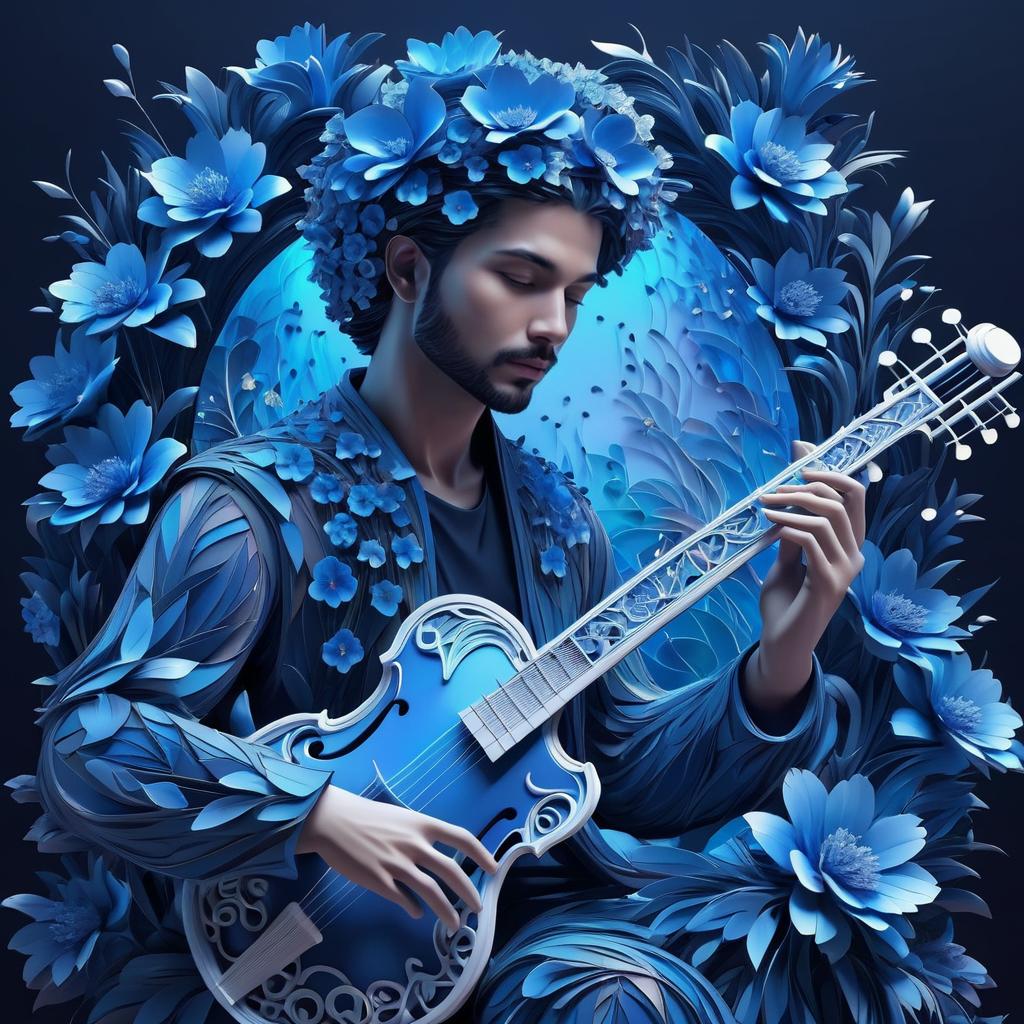 Floral Musician in Abstract Hyper-Realism