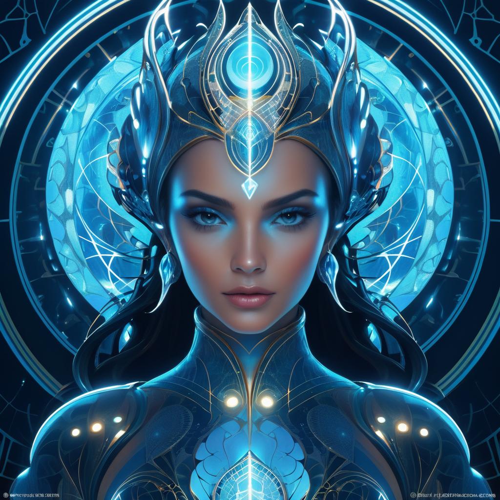 Futuristic Symmetrical Mermaid Portrait