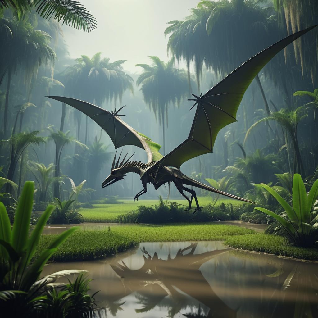 Photorealistic Pteranodon in Ancient Swamp