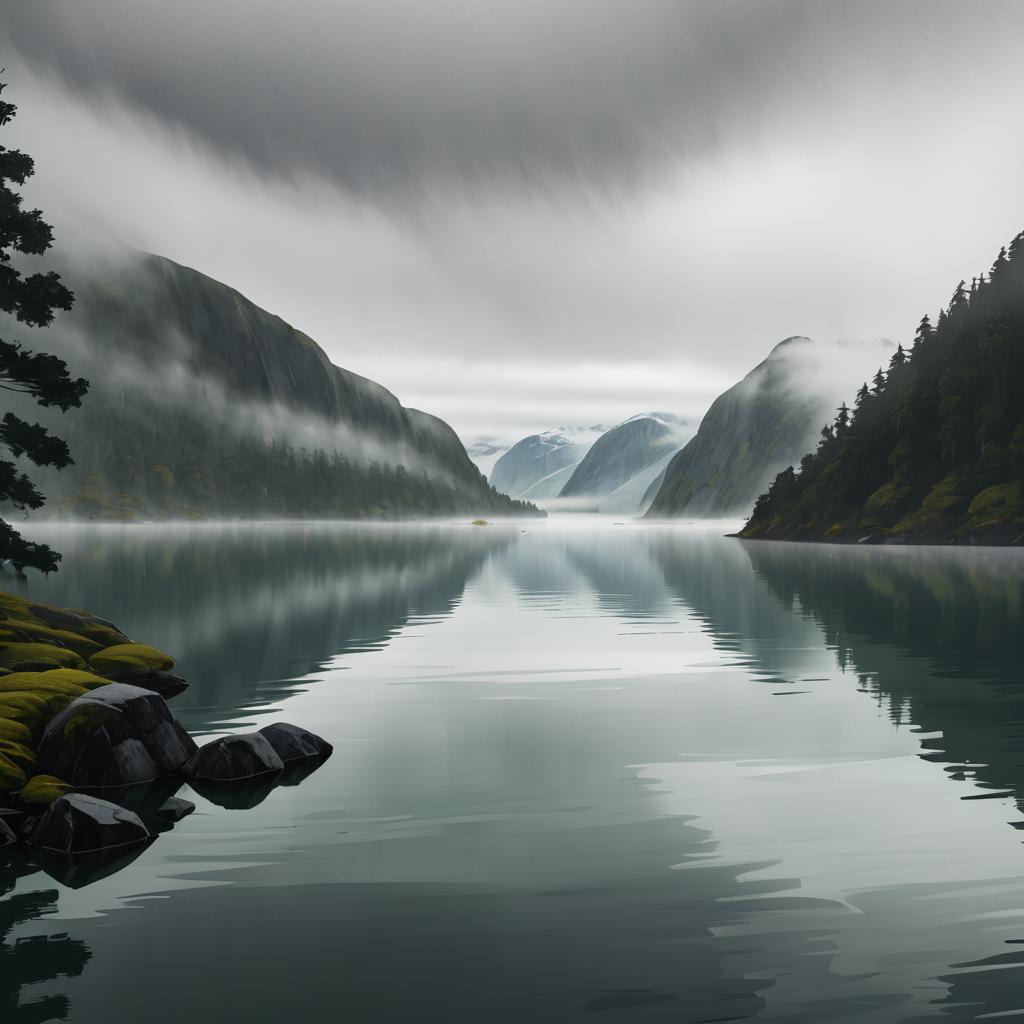 Serene Misty Fjord Artistic Rendering