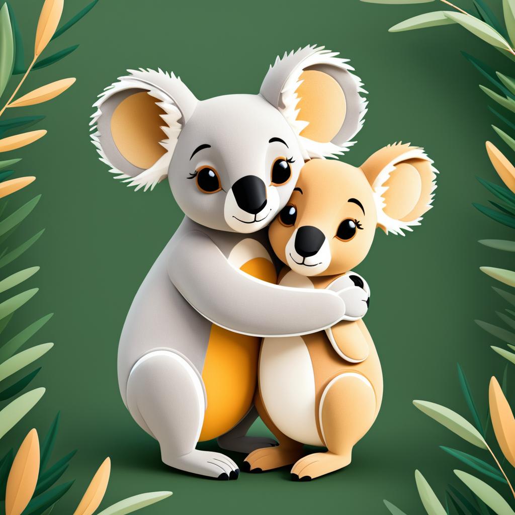 Koala and Kangaroo Friendship Embrace