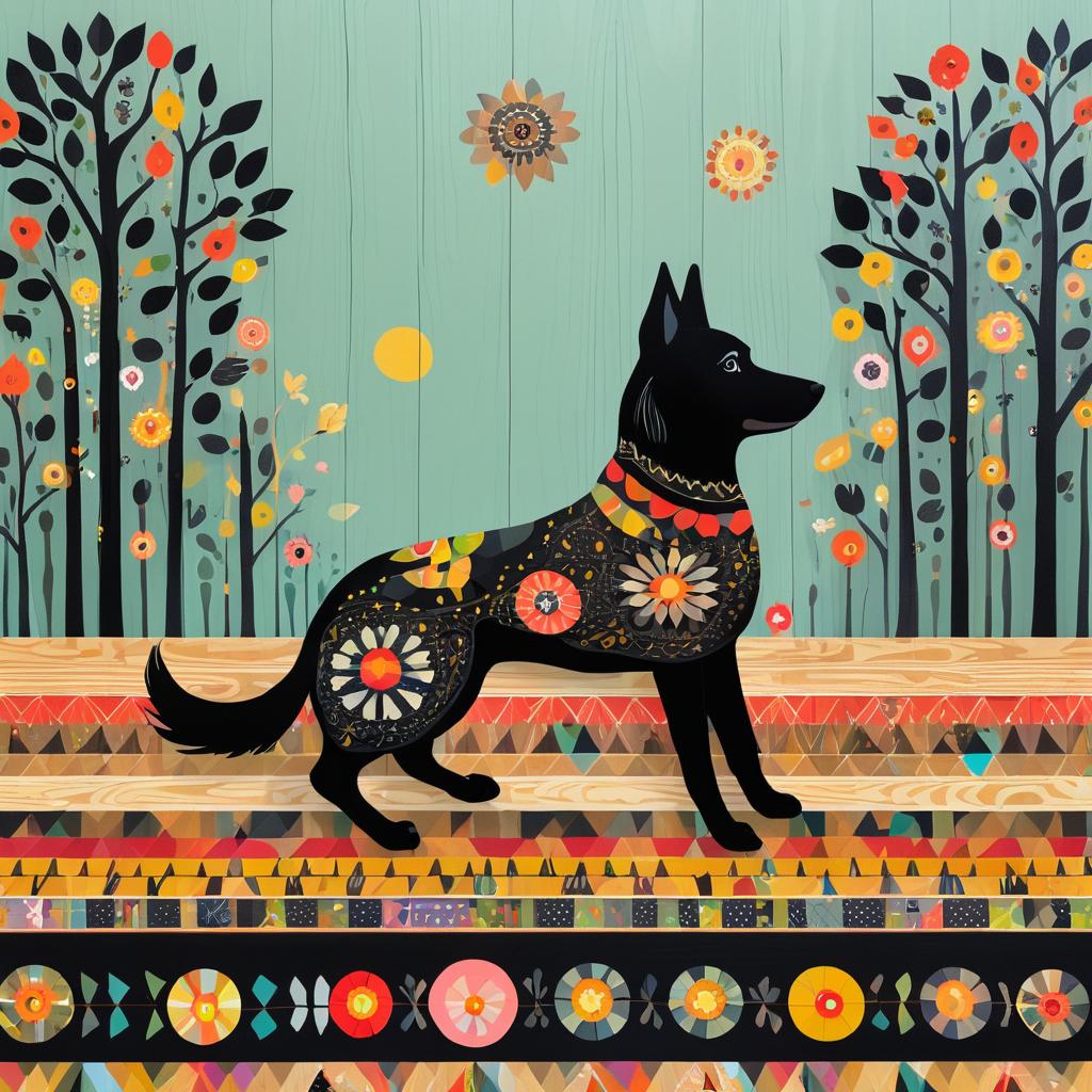 Charming Black Dog on Artistic Table