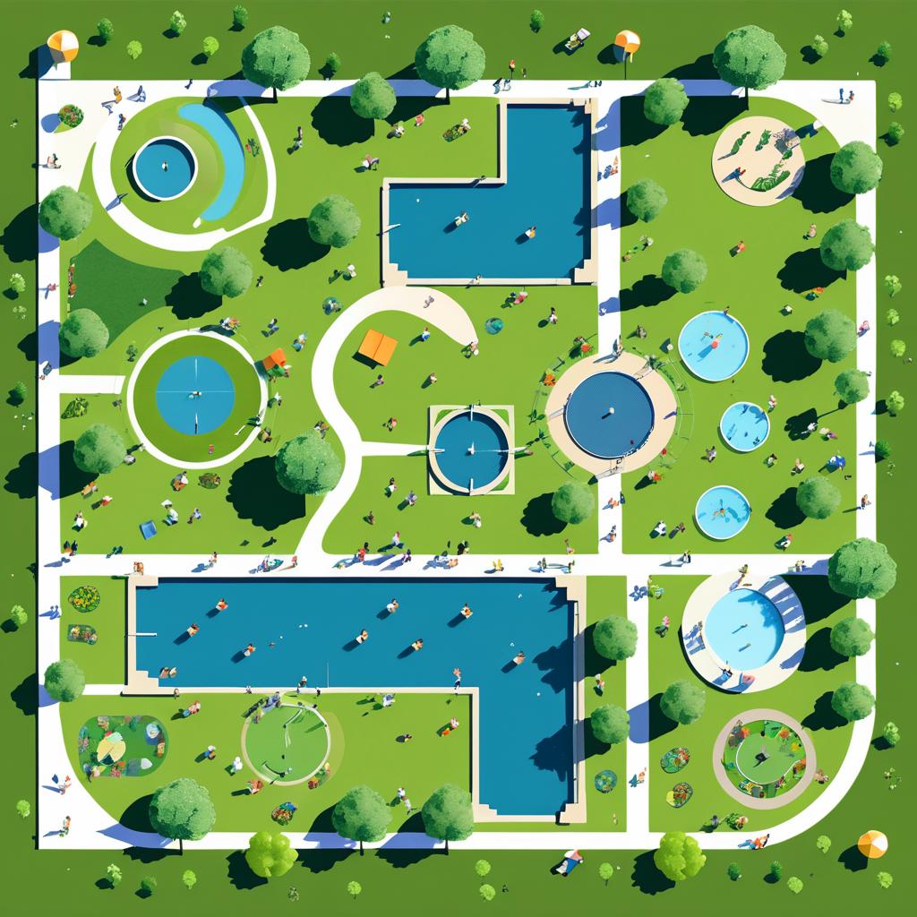 Urban Park Satellite Illustration in Vector