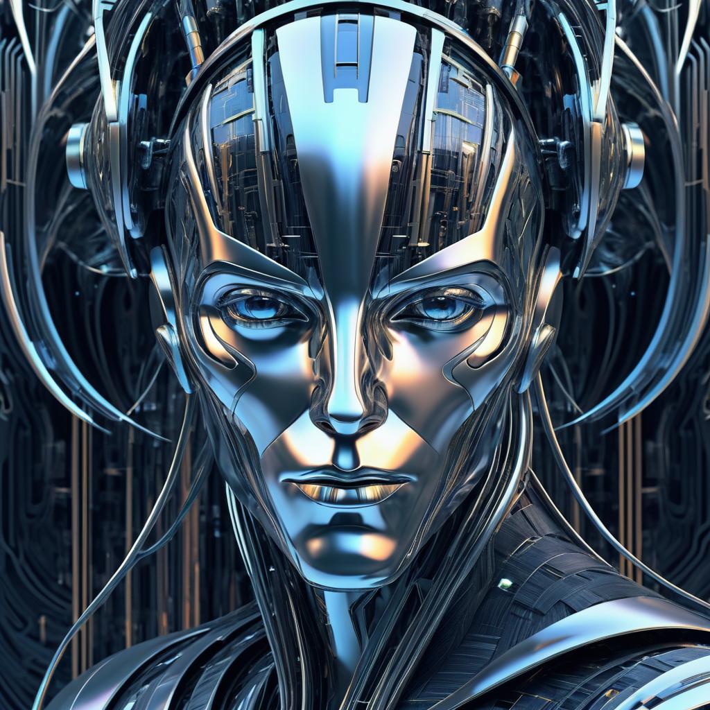 Futuristic Cybernetic Human Portrait