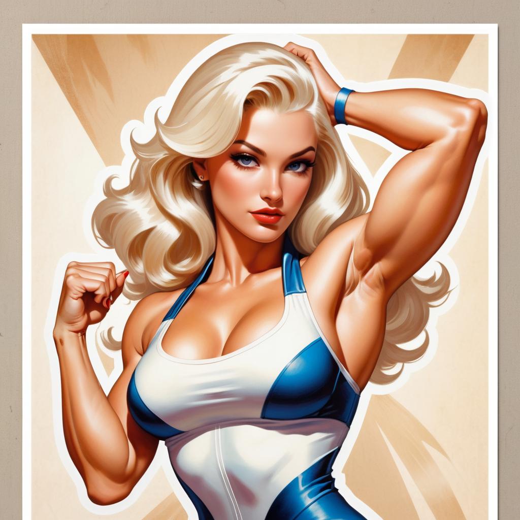 Muscular Pinup Fitness Model Artwork