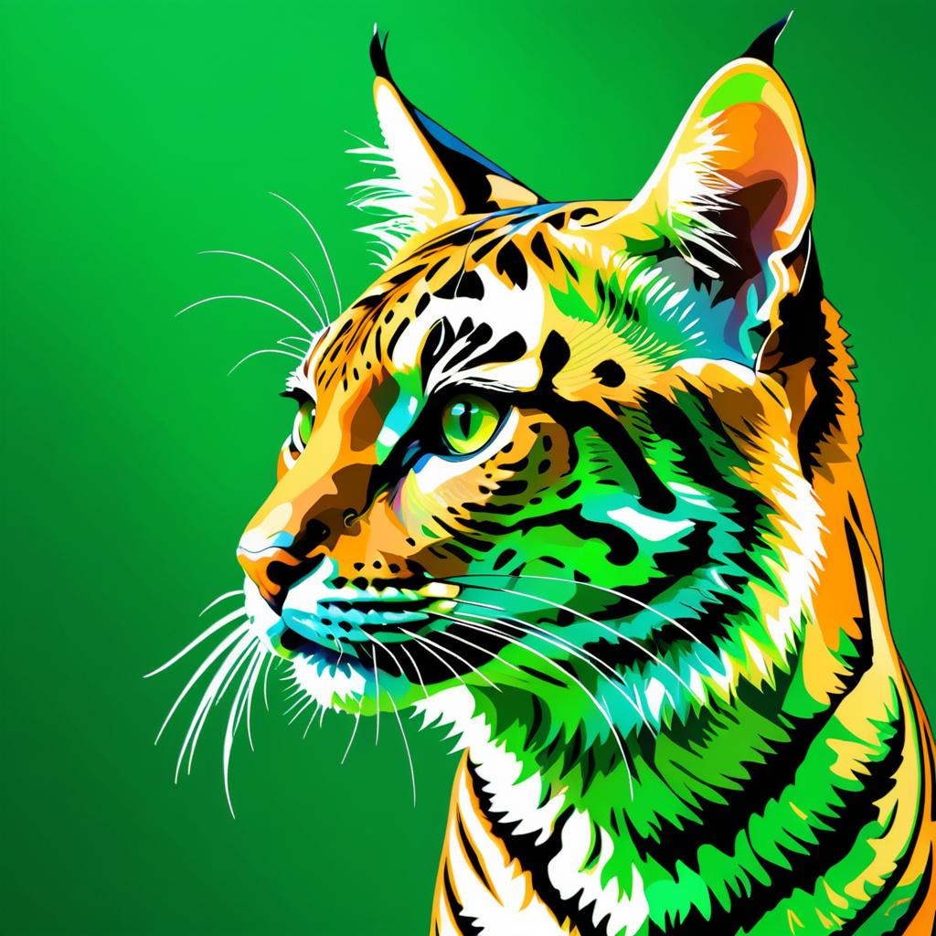 Striking Bengal Cat Portrait on Green