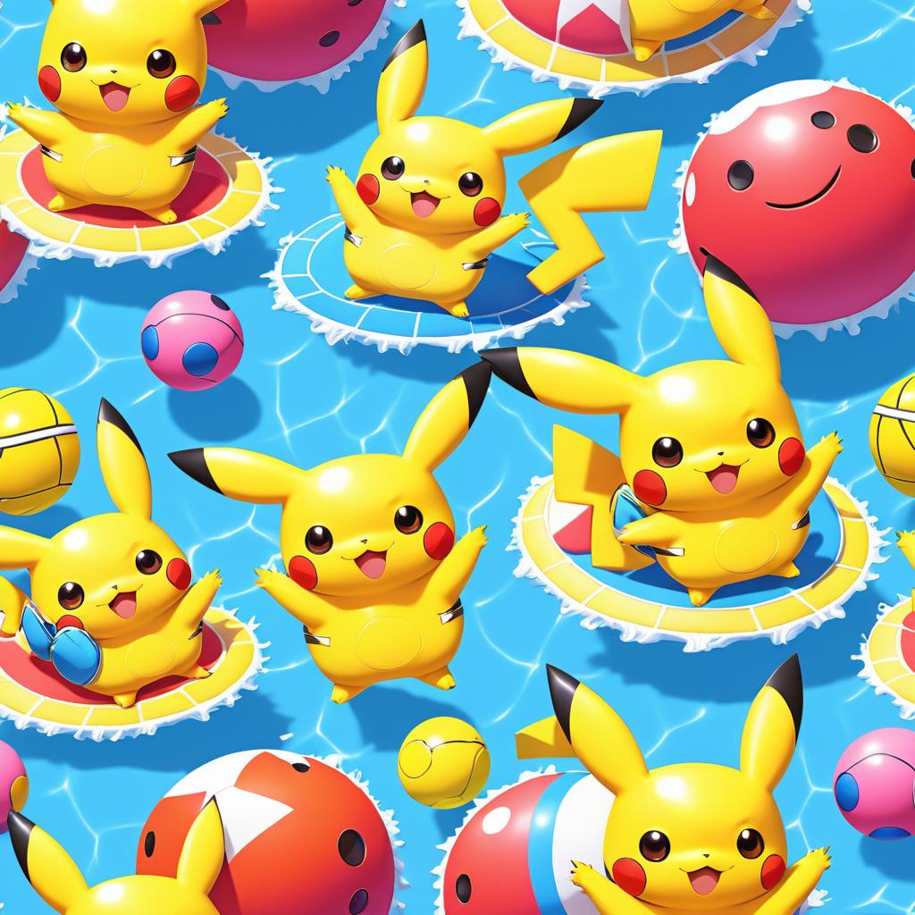 Pikachu in a Colorful Swimsuit