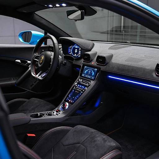 Neon Blue Tunado Sports Car Interior