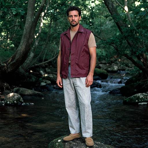 Man in Burgundy Vest by Forest Brook
