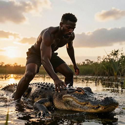 Epic Swamp Battle at Sunset