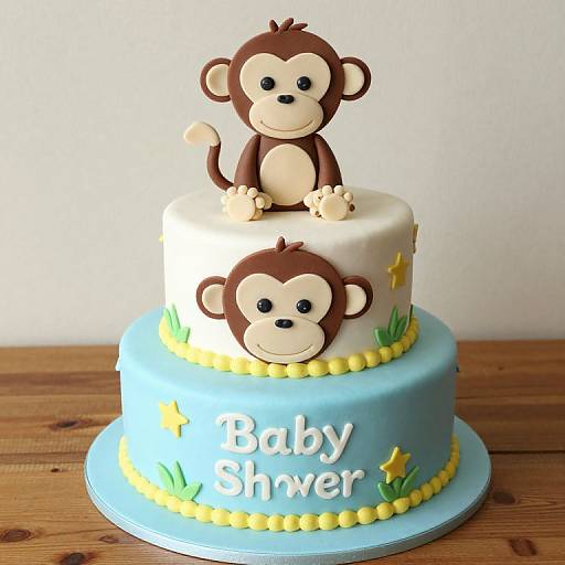 Cute Monkey Theme Baby Shower Cakes
