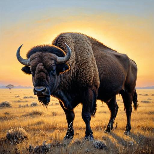 Smoky Quartz Buffalo in Prairie Dawn