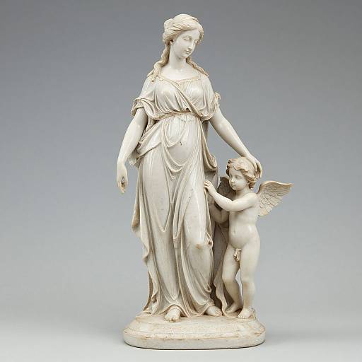 Rubenesque Woman and Cherub Sculpture
