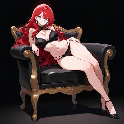 Elegant Woman with Red Curls on Velvet Elegant Woman with Red Curls on Velvet