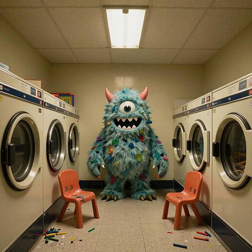 Horrifying Monster in Laundromat Play Corner