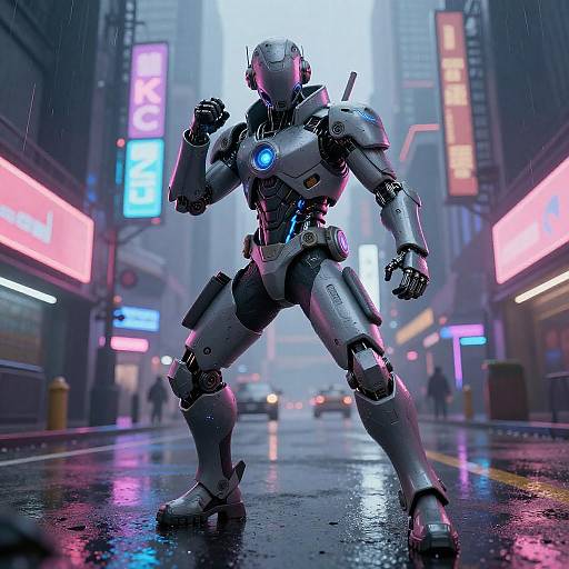 Cyberpunk Urban Street Fighter Robot