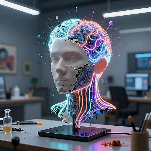 Glowing AI Neural Network Inpainting