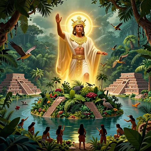 Legendary Aztec Leader Tenoch with Glowing Aura