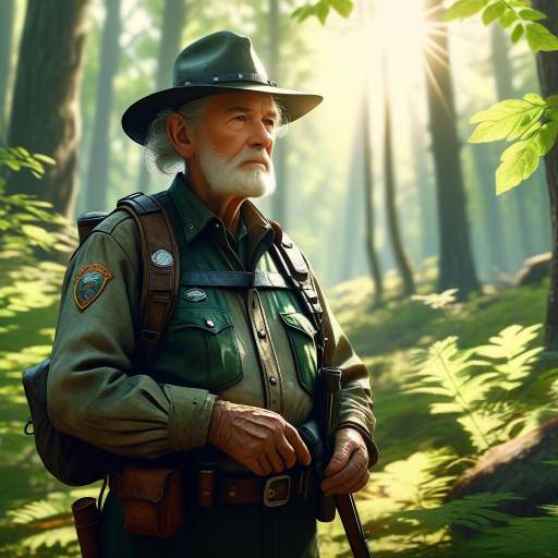 Hyperrealistic Elderly Ranger in Glade