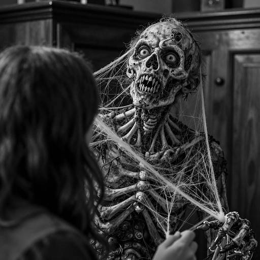 Black and White Zombie with Spider Webs