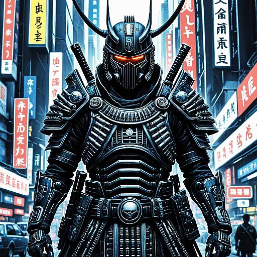 Futuristic Cyberpunk Samurai Warrior