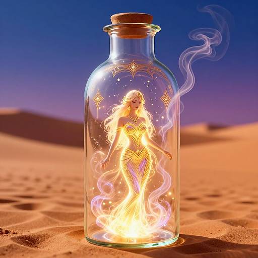 Ethereal Female Genie in Bottle
