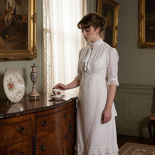 Victorian Woman in 1930s Impressionist Interior