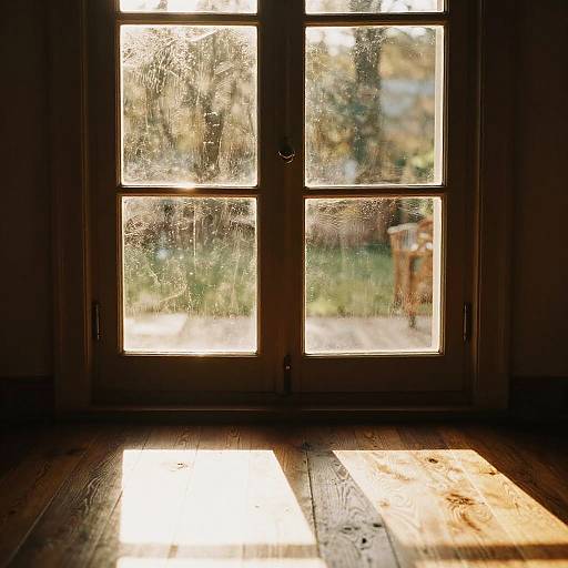 Golden Sunlight Through Four-Pane Windows
