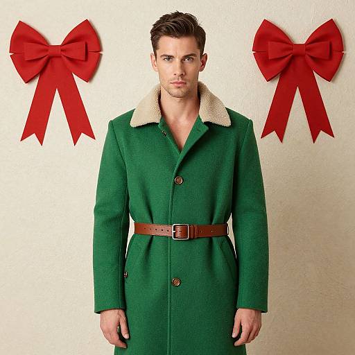 Confident Man in Green Coat