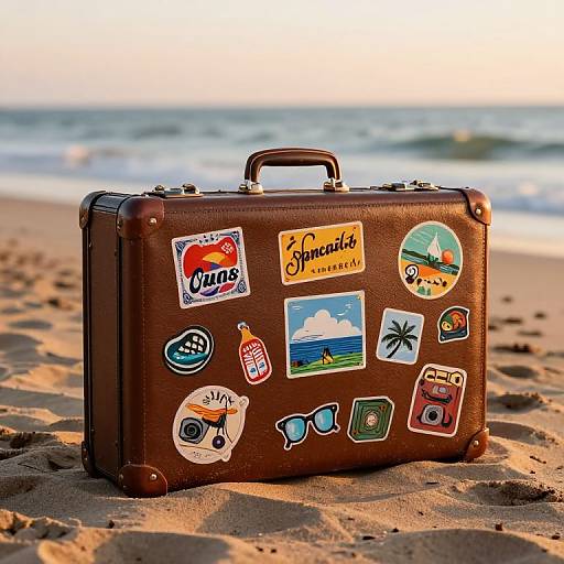 Vintage Suitcase on Sunset Beach