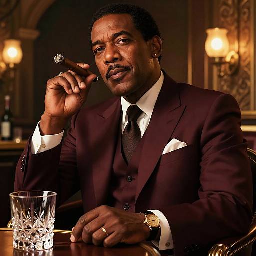Charismatic Caribbean Man in Luxe Speakeasy