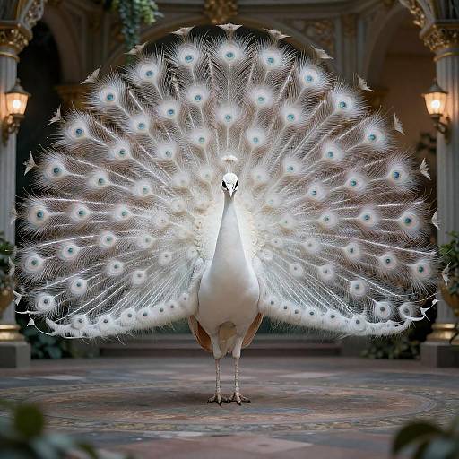 Ornate Twilight White Peacock Portrait