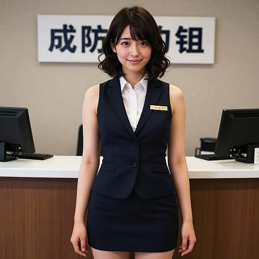 Photorealistic Portrait of Japanese Receptionist