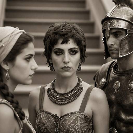 Sepia Portrait of Roman Era Characters