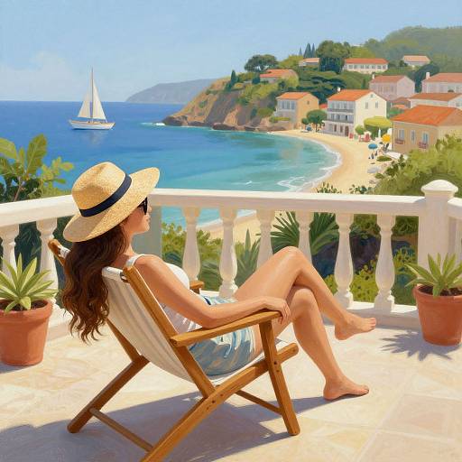 Impressionist Woman on Sunlit Terrace