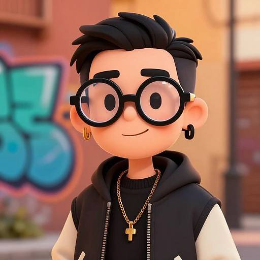 Stylish Hipster with Oversized Glasses