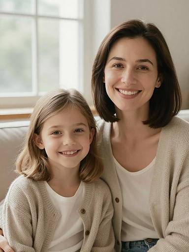 Cozy Mother and Preteen Daughter Close-Up