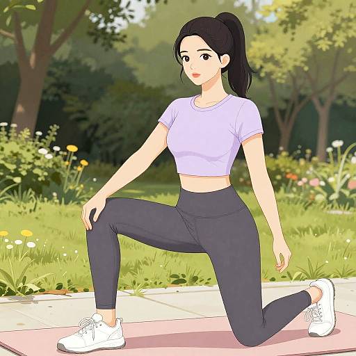 Voluptuous Woman Fitness Bootcamp Illustration