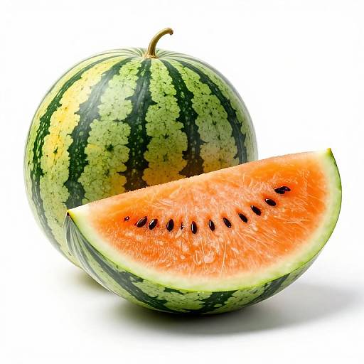 Vibrant Striped Watermelon Slice