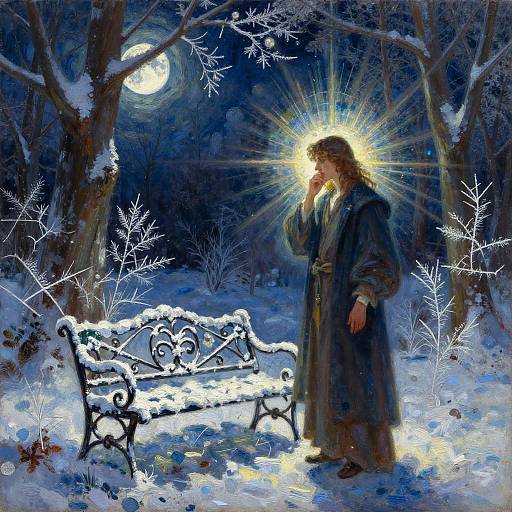 Mystical Winter Night with Thoughtful Bard