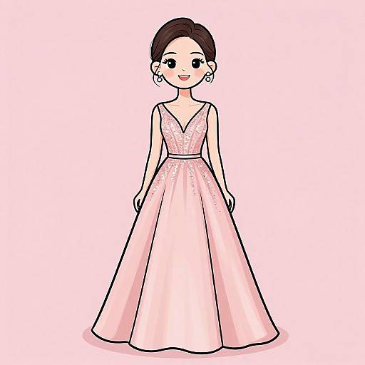Elegant Woman in Blush Pink Gown