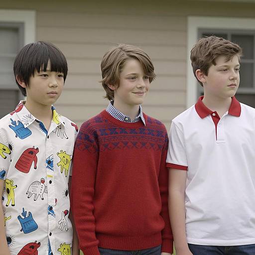 Three Boys Posing Outdoors in Style
