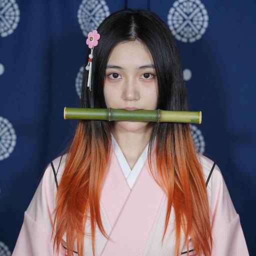 Elegant Asian Woman in Kimono Portrait