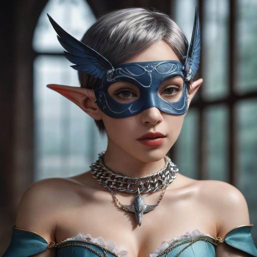 Elf Girl Portrait with Blindfold and Jewelry