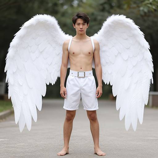 Solo Male Angel with Feathered Wings