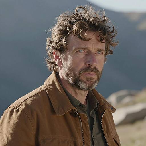 Concerned Man Against Mountain Landscape